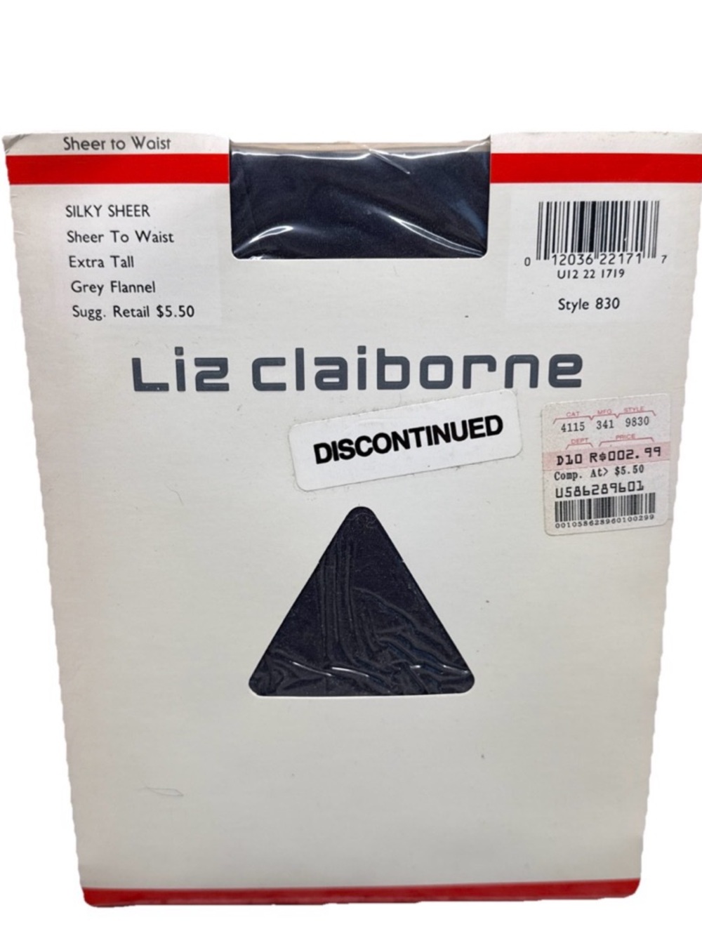 1990 Liz Claiborne 830 Silky Sheer To Waist Pantyhose Extra Tall Gray Flannel